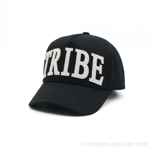 100% di berretto da baseball nero in cotone all'ingrosso